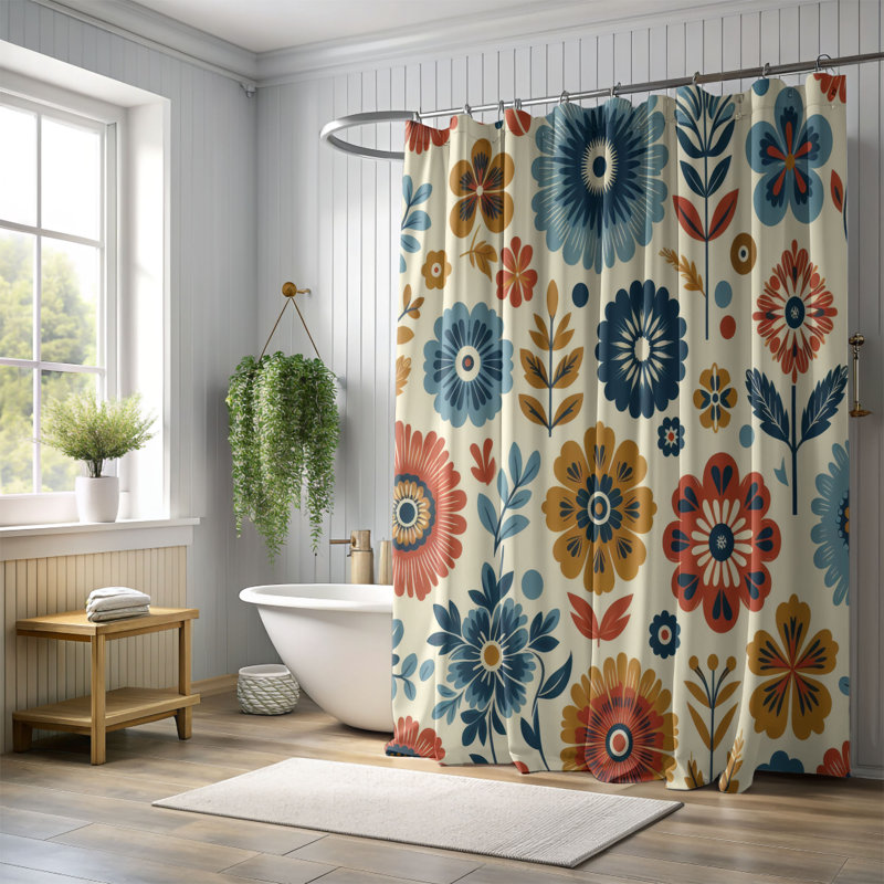 Rideau de douche standard 1 pièce Vintage Floral Dance, H 74 po x l 71 po