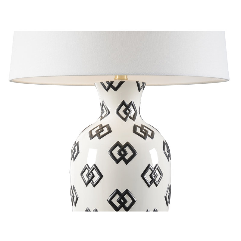 Linked Ceramic Table Lamp, White/Black