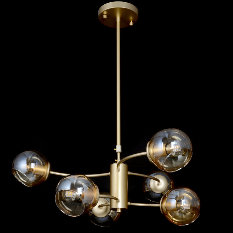 Lustree linéaire 6 lumières spoutnik modern Preesall, Champagne, Or français