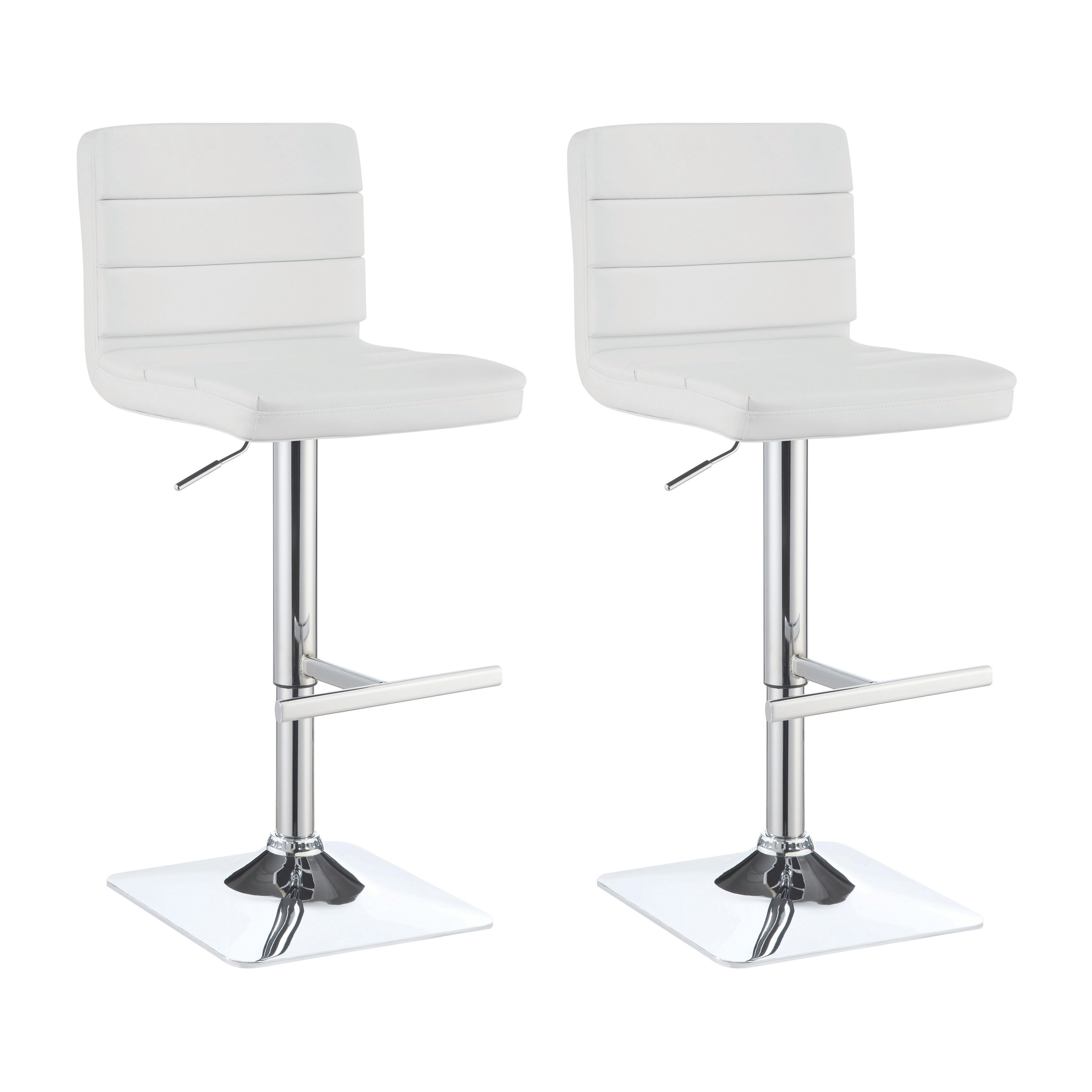 Latitude Run® Upholstered Adjustable Bar Stools White and Chrome (Set