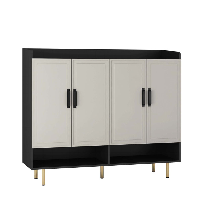 Buffet, armoire à chaussures avec 4 portes et grande armoire de rangement moderne pour chaussures avec tablettes réglables pour vestibule