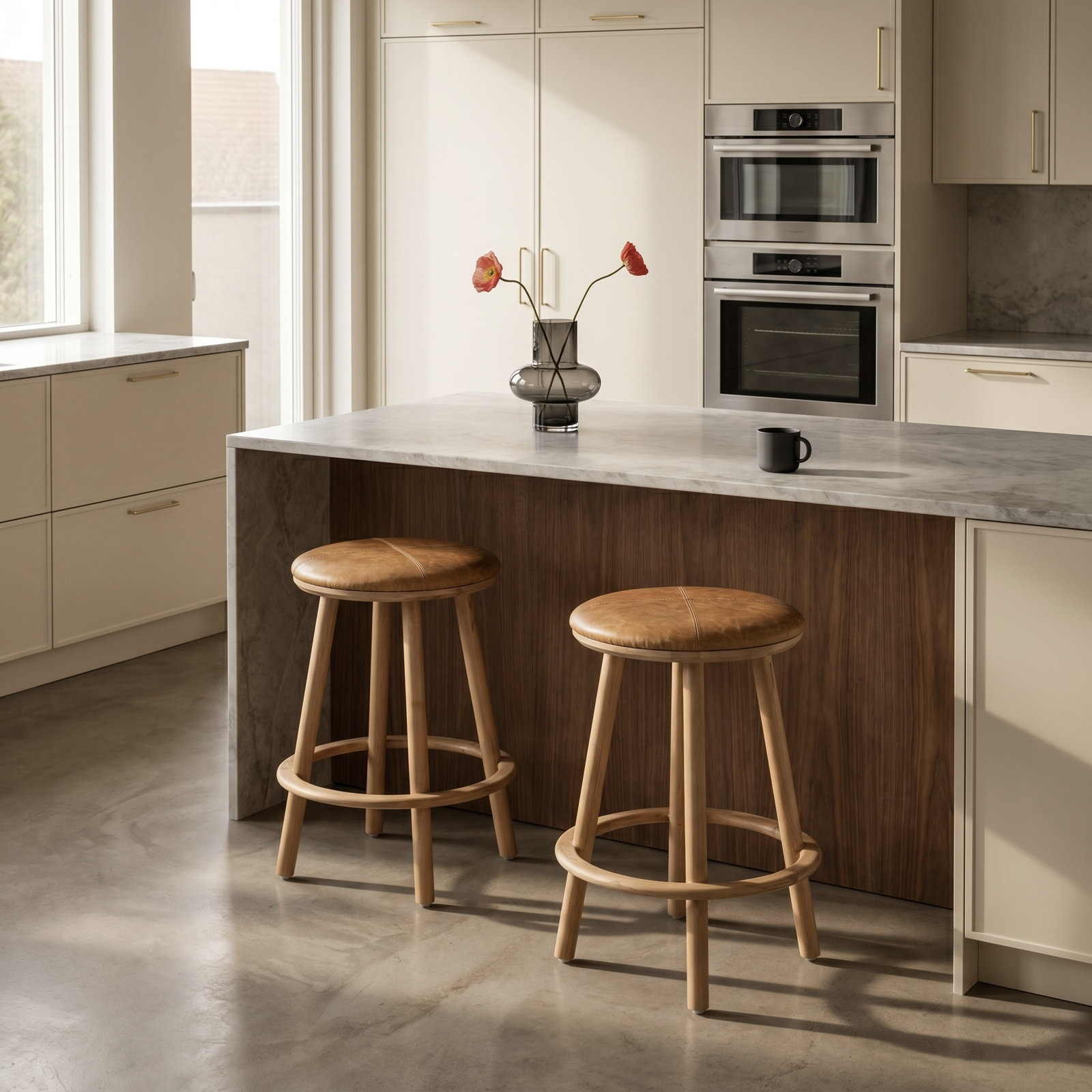 Elio Genuine Leather Counter Stool