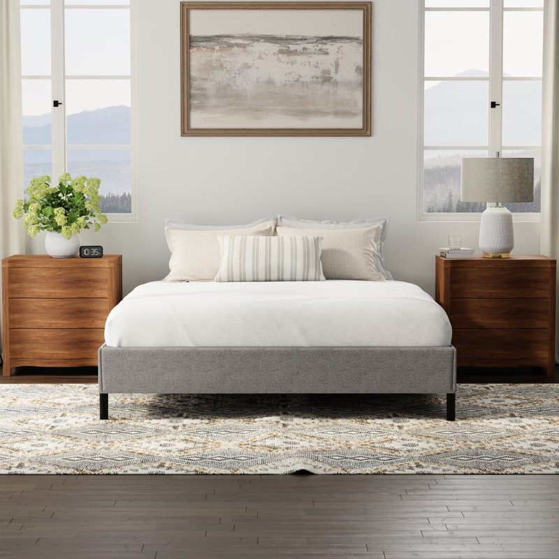 Simple TG, base de lit tapissier, noir et gris, types de matelas standard, matelas à assemblage rapide, installation rapide