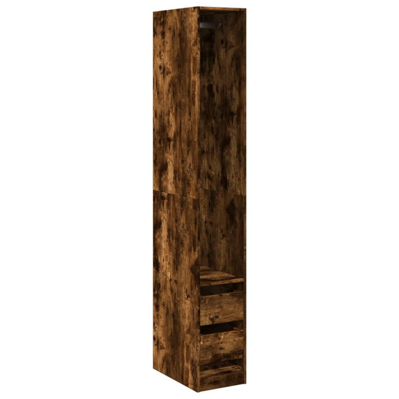 Aseante Manufactured Wood Wardrobe, 30 x 50 x 200 cm, Smoked Oak