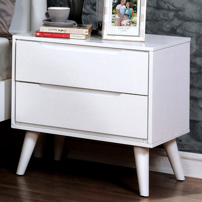 Table de chevet moderne blanche Mid-Century 2