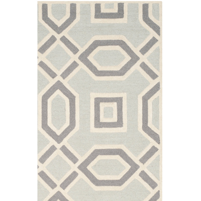 Deedgra Hand Tufted Wool Geometric Rug, Rectangle 5' x 8'