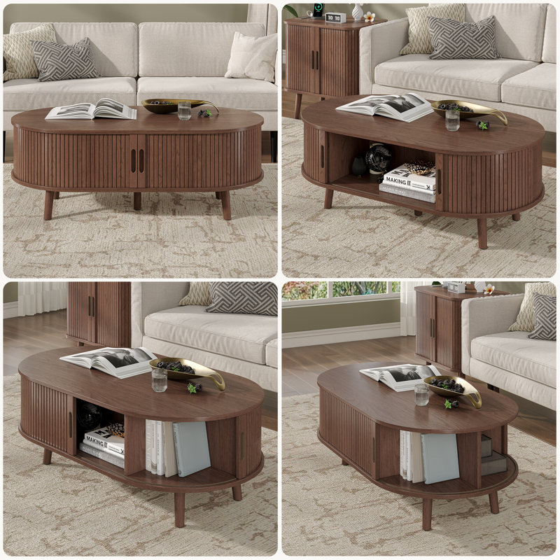 Mid Century Modern Coffee Table 42.5"W with Storage