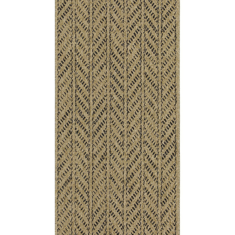 Indoor/Outdoor Area Rug, Natural/Black, Runner 2'7" x 7'3"