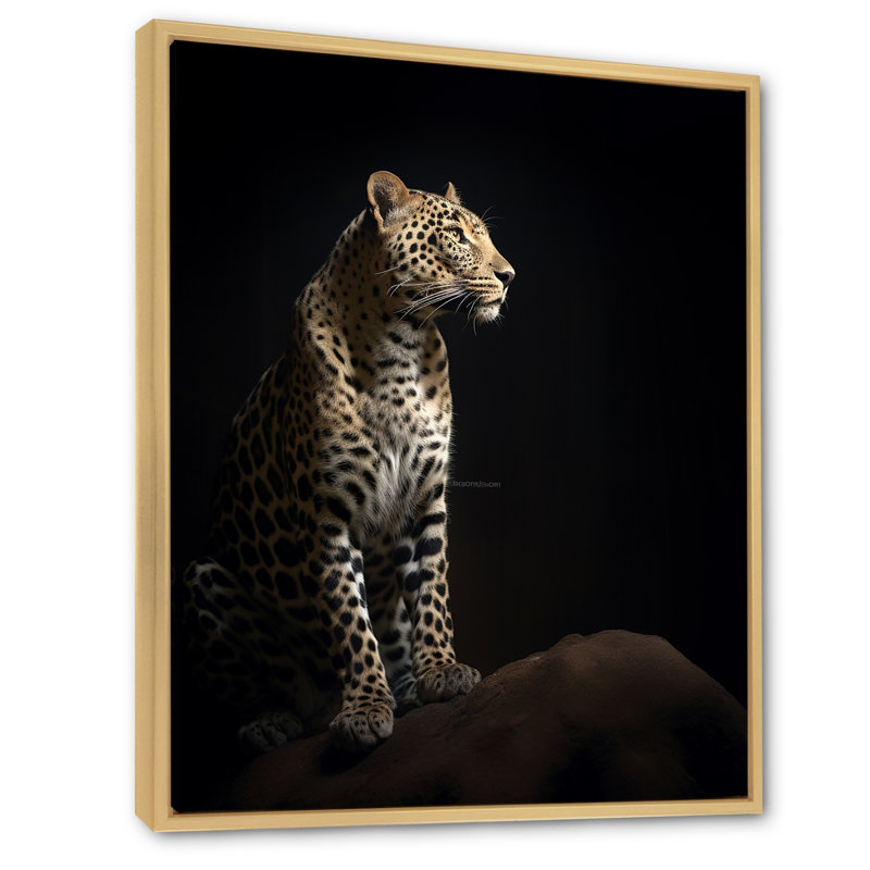 Superbe Portrait de faune léopard I - reproduction sur toile, H 44 po x l 34 po x P 1,5 po, Cadre naturel flottant