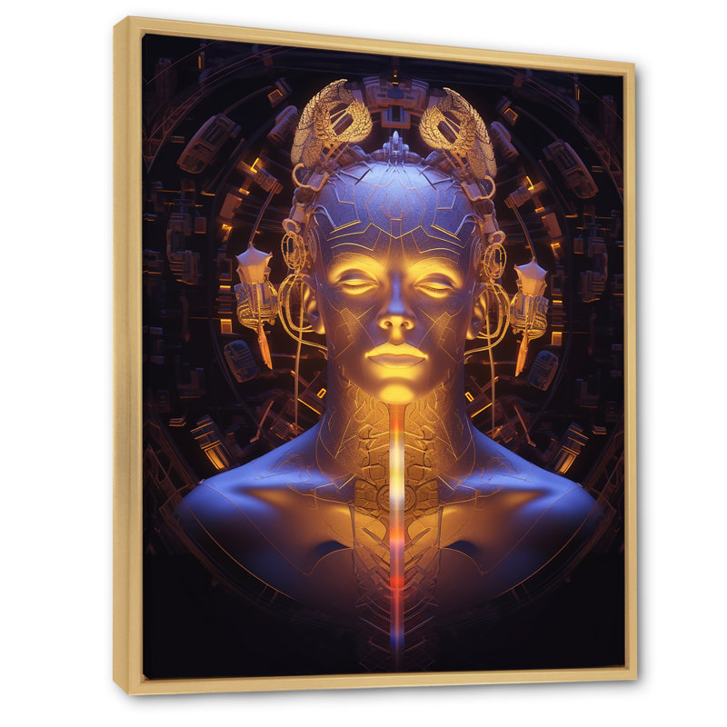 «Sci-Fi Portrait Amaris Robot», reproduction d'art sur toile, Cadre naturel flottant, H 32 po x l 16 po x P 1 po
