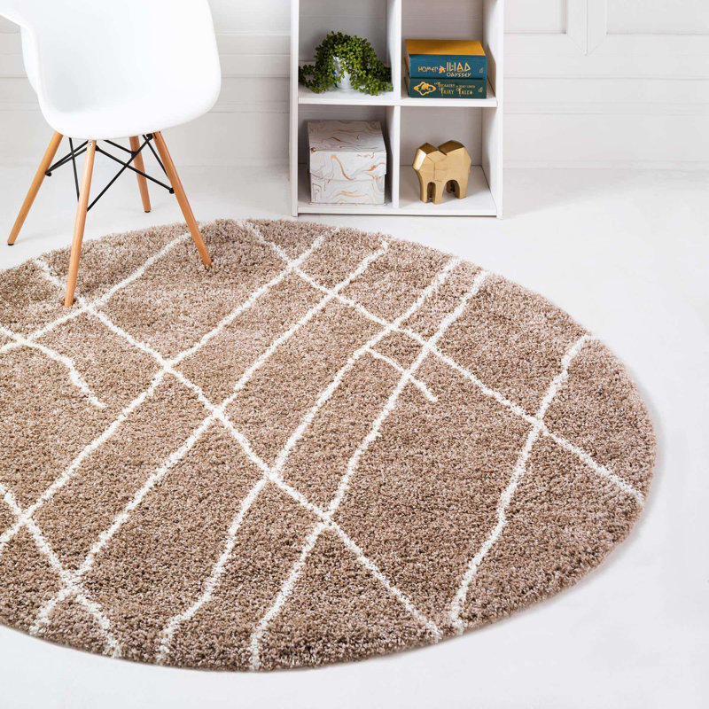 Striped Indoor Rug, Round 5'3"