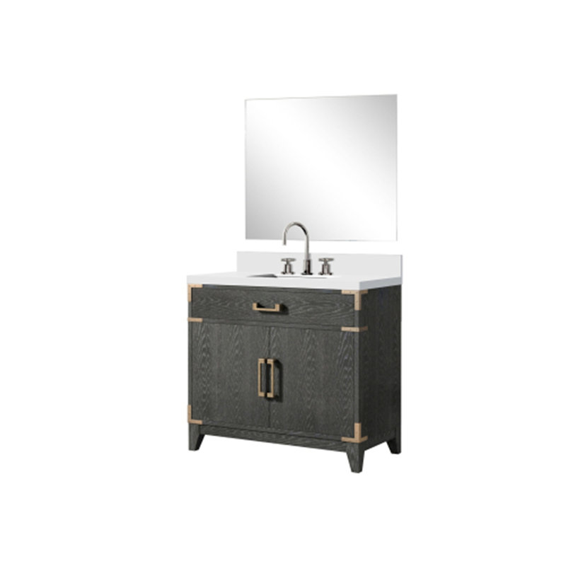 Meuble-lavabo simple. Ensemble de comptoir, miroir et robinet, 36"