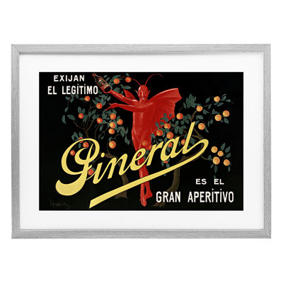 Affiche d'apéritif avec personnage encadré sous verre, design par Leonetto Cappiello