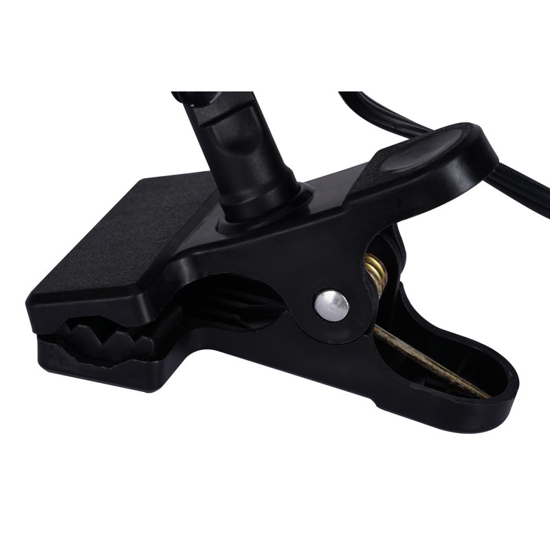 Adjustable Black Metal Clip-On Desk Lamp
