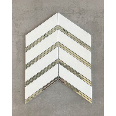 Thassos Herringbone Glossy Marble Tile