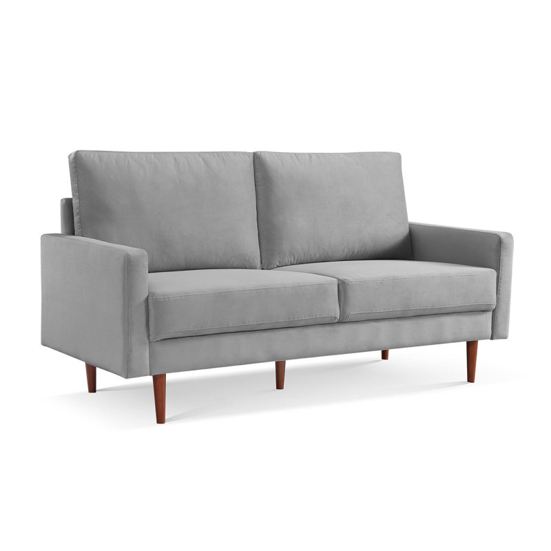 Ellmer Velvet Loveseat, Gray Velvet, 36.4" H x 68.9" W x 31.5" D