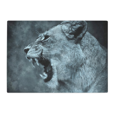 Tempered Glass Fierce Lioness Chopping Board
