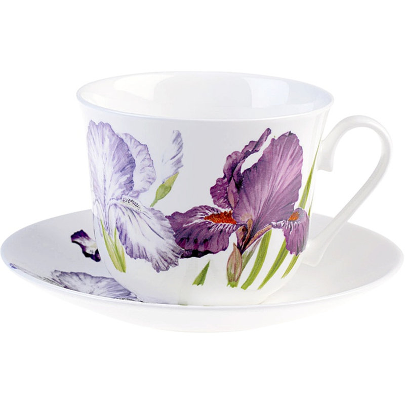 Ensemble de 2 soucoupes en porcelaine osseuse 2 pièces iris tasse à thé Corrine