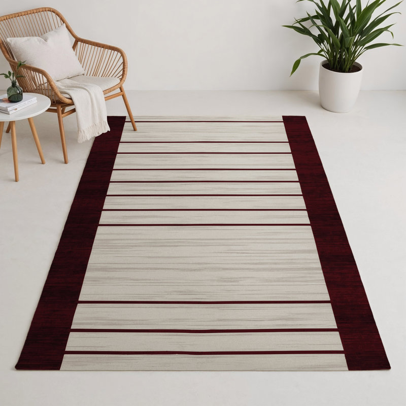 Tapis intérieur / extérieur gris HorizontalStripes, Rectangle 5 pi x 7 pi