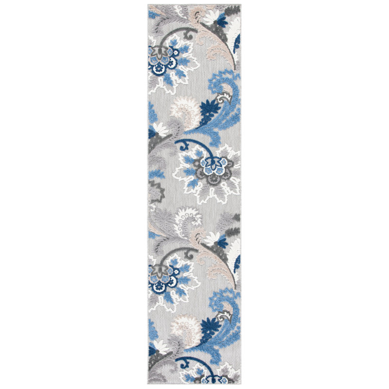 Tapis à motif floral Benning, Tapis de couloir 2 pi 2 po x 11 pi