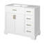 Meuble-lavabo de luxe 36 po avec lavabo en céramique, portes à fermeture douce, 4 tiroirs à fermeture douce et durable, 1 tablette réglable, structure moderne en bois massif