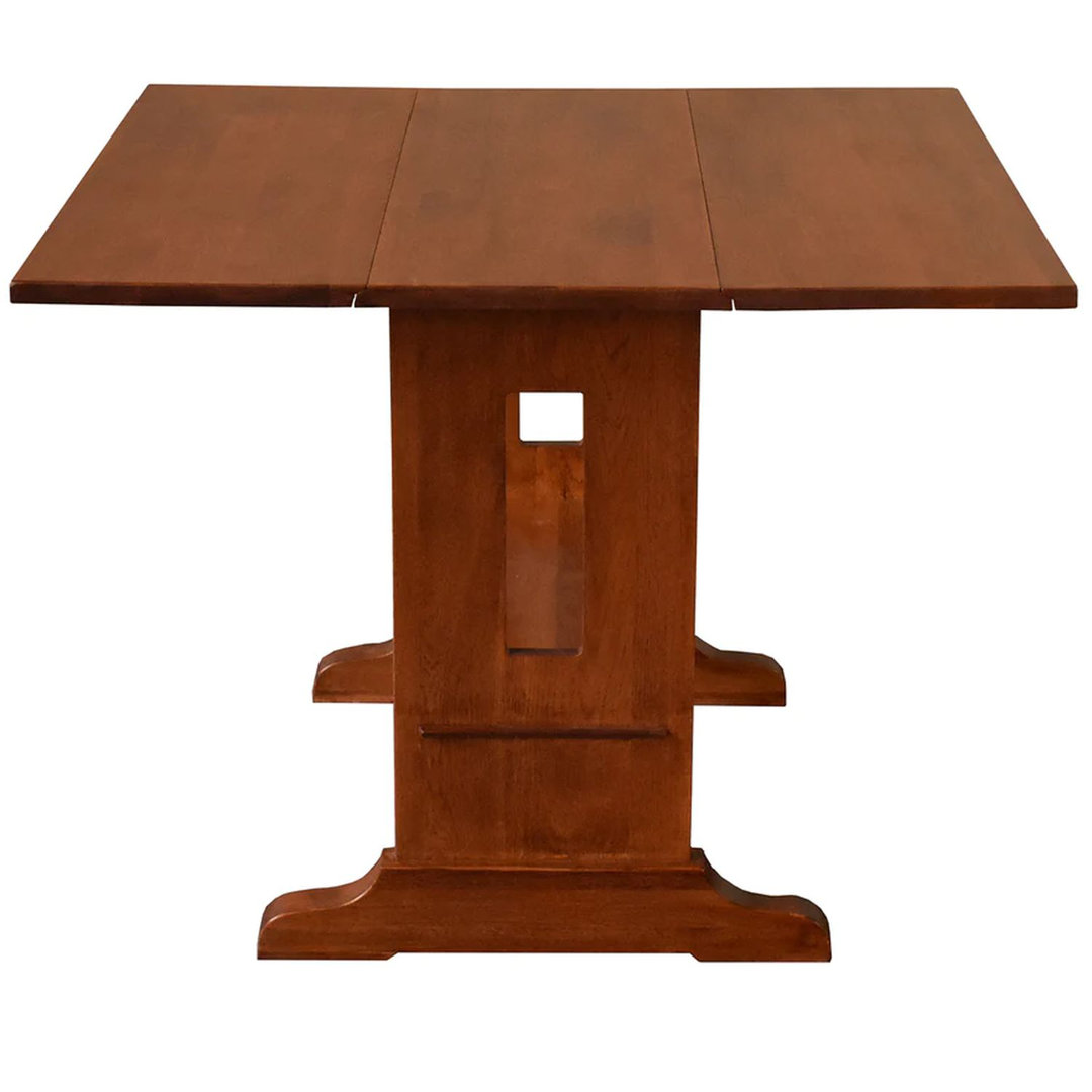Drop Leaf Solid Oak Trestle Dining Table Red Barrel Studio® Top 