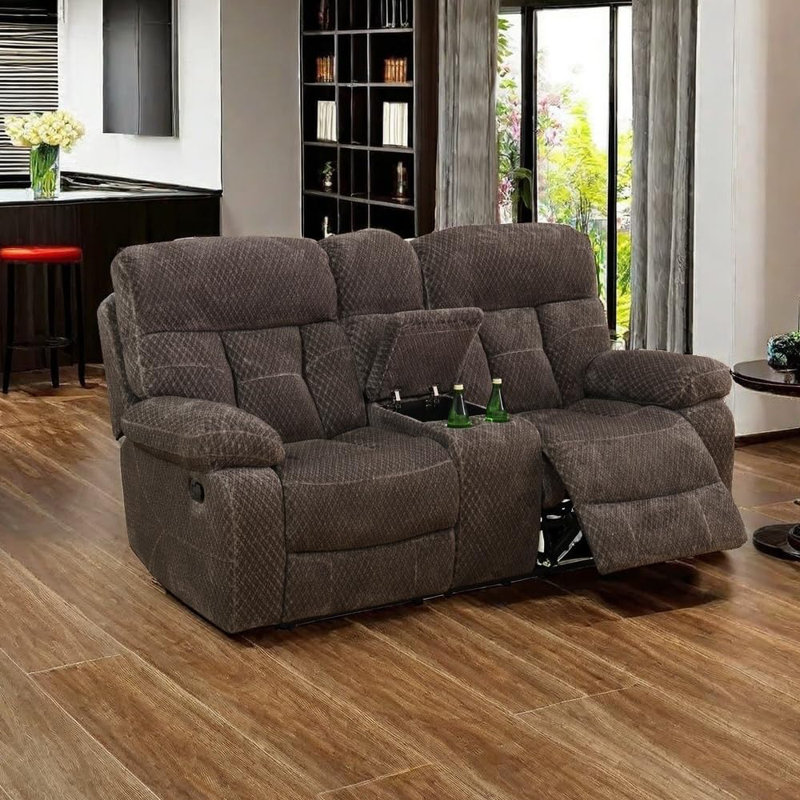 Canapé inclinable en microfibre brun foncé