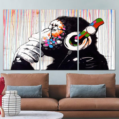 Printed Graffiti Canvas Art: Urban Graffiti Style Wall Decor,3P Wrapped Canvas