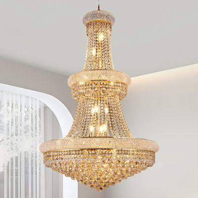 Éclairage de lustre en cristal 32 pouces pour salle à manger lustre en cristal de luxe moderne K9 chambre à coucher Empire français 21 lumières