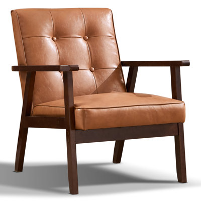 Salma 25" W Tufted Accent Chair with Solid Wood Legs