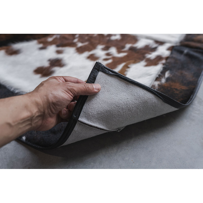 Tricolor Patchwork Cowhide Rug, Star & Longhorn