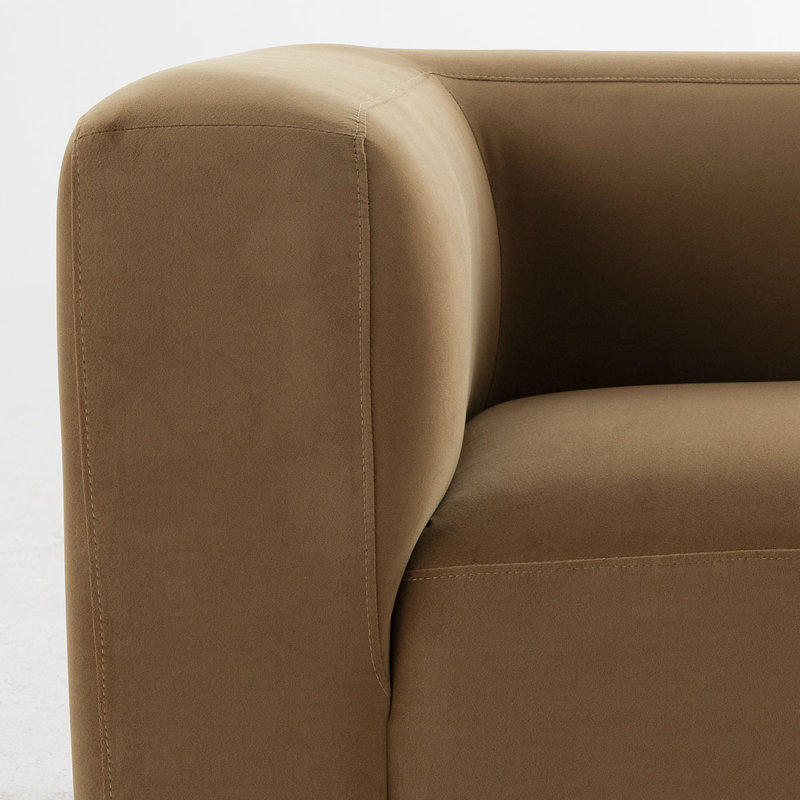 Canapé d'angle modulaire en velours performant avec pouf, canapé deux places pour appartements et petits espaces de vie
