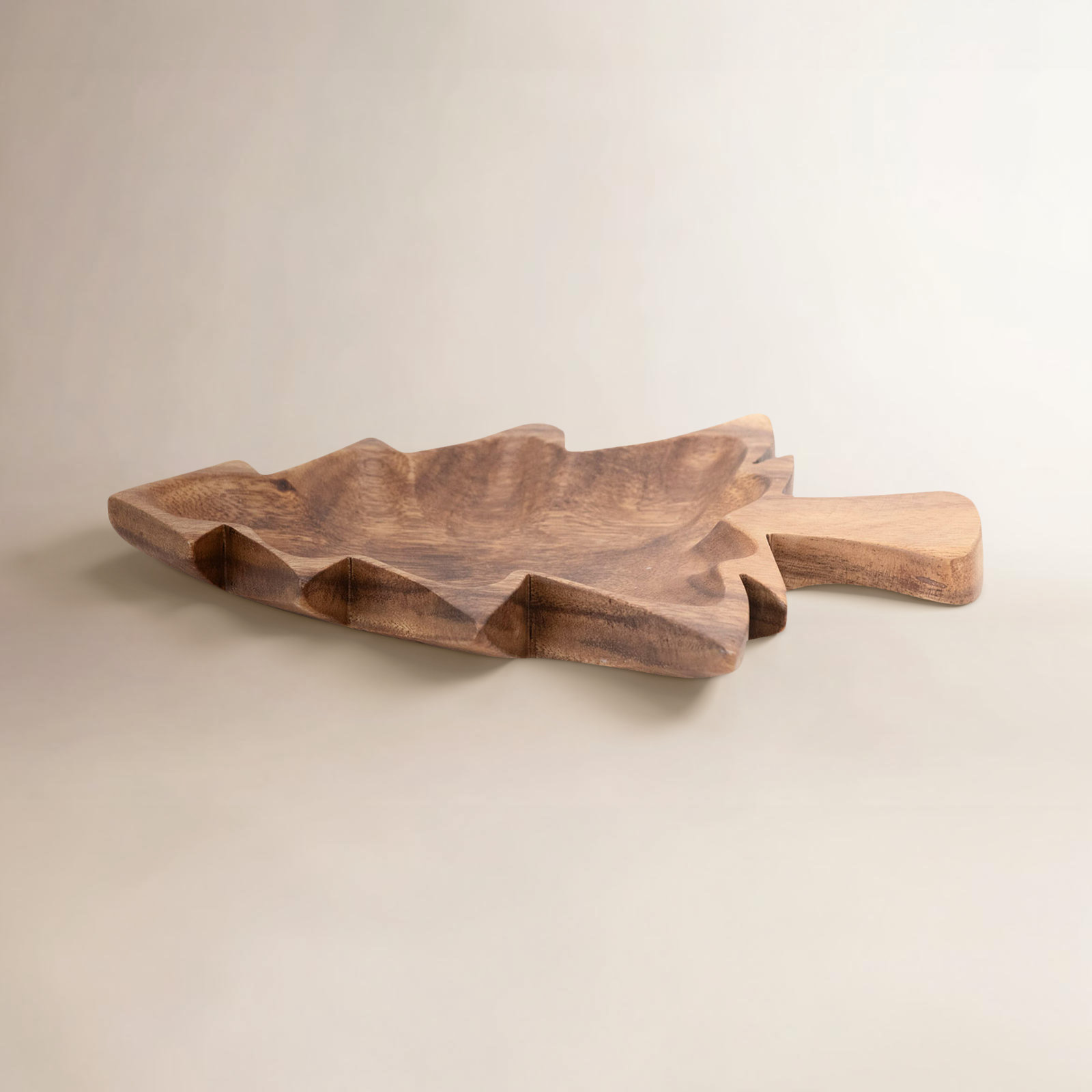 Acacia Wood Christmas Tree Shaped Bowl
