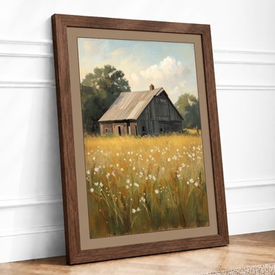 Cottage Among Wildflowers Rustic - Framed Print