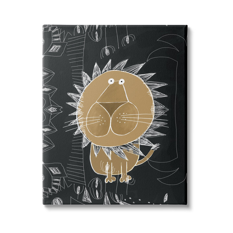 Art abstrait de griffonnage de lion, Toile tendue, H 20 po x l 16 po x P 1,5 po