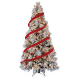 Home Heritage Snowdrift Spruce 7.5 Foot Flocked Christmas Tree With White Lights