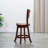24" Counter Height Slat Back Swivel Stool, Cherry Finish, Beige Fabric Seat-741337728-741337790