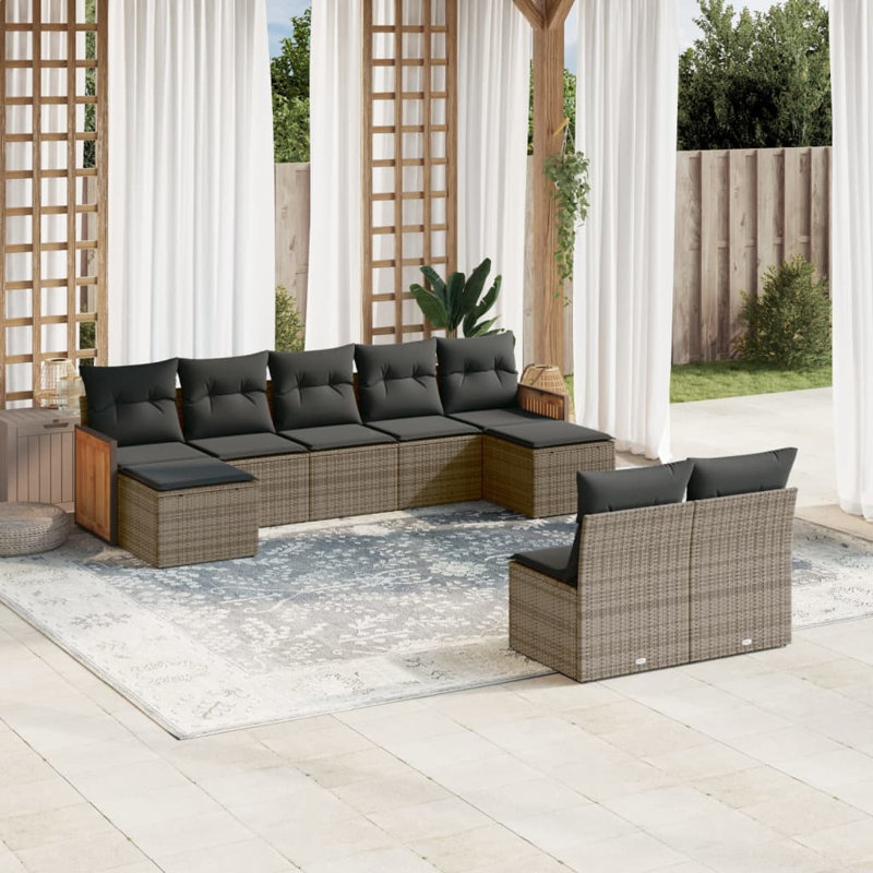 Ensemble de canapé de jardin en rotin PE 9 pièces Vidaxl