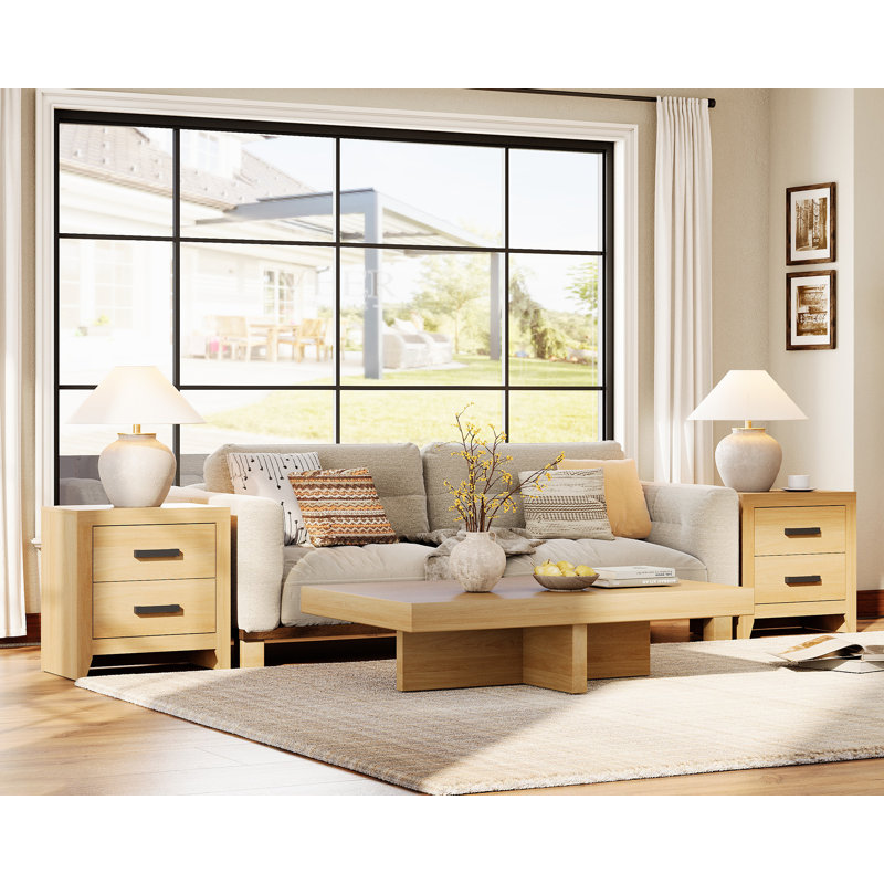Ensemble de 2 tables de chevet Modern Modern, Chêne