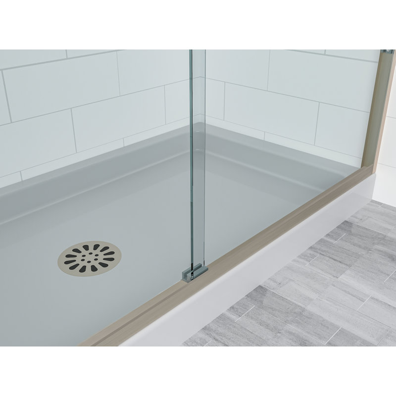 59 1/2" W X 72" H Contemporary Semi Frameless Double Sliding Shower Door With 5/16" Tempered Glass, Brushed Nickel