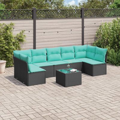Ensemble de canapé de patio 8 pièces avec coussins en rotin de polyester