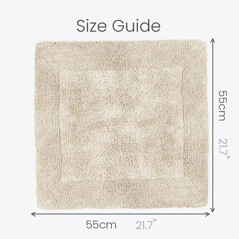 Nagelly Reversible Square Bath Mat, Stone