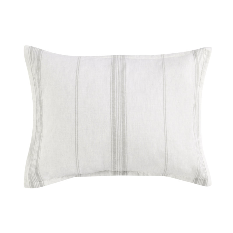 Fleta Stripe Cotton Blend Sham, Queen, White/Gray Stripe