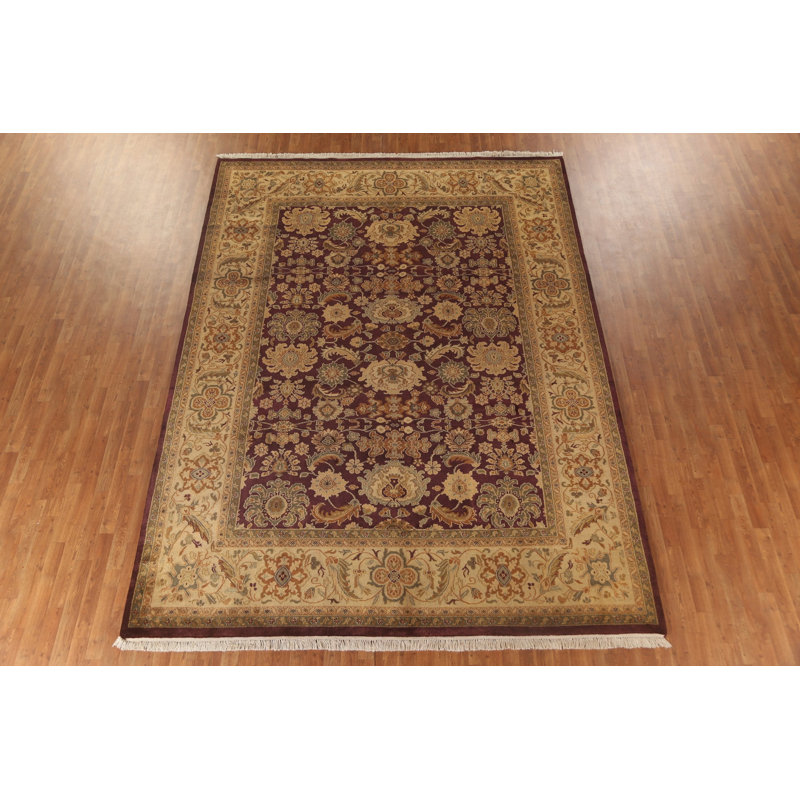 Tapis oriental floral mauve et doré 9 x 12