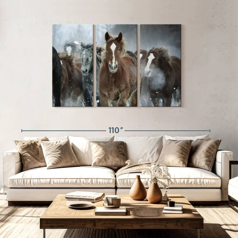 Horses In Winter, 48" H x 74" W