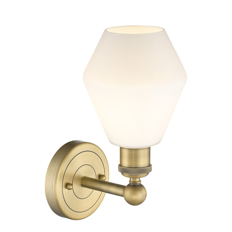 Amylea Armed Sconce, Cased Matte White, Brushed Brass
