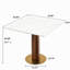 Table de salle à manger moderne carrée, table en pierre frittée de 33,5 po avec pieds en bois et base dorée, table de cuisine pour 2 personnes pour petit espace, capacité de poids de 150 lb