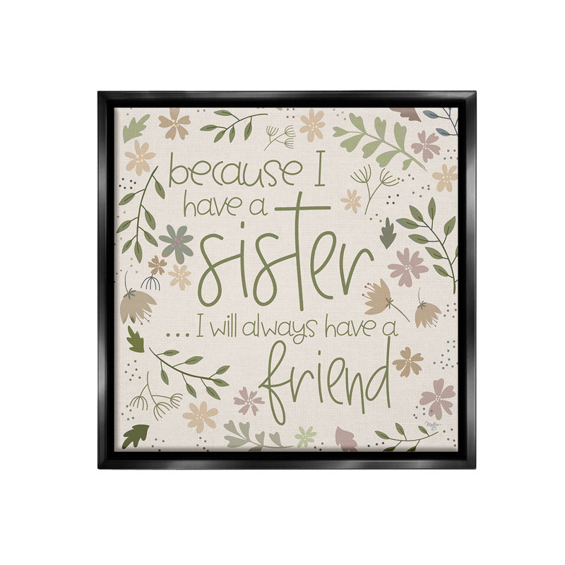 "Botanical Sister Friendship" par Mollie B. sur toile, Noir, H 18 po x l 18 po