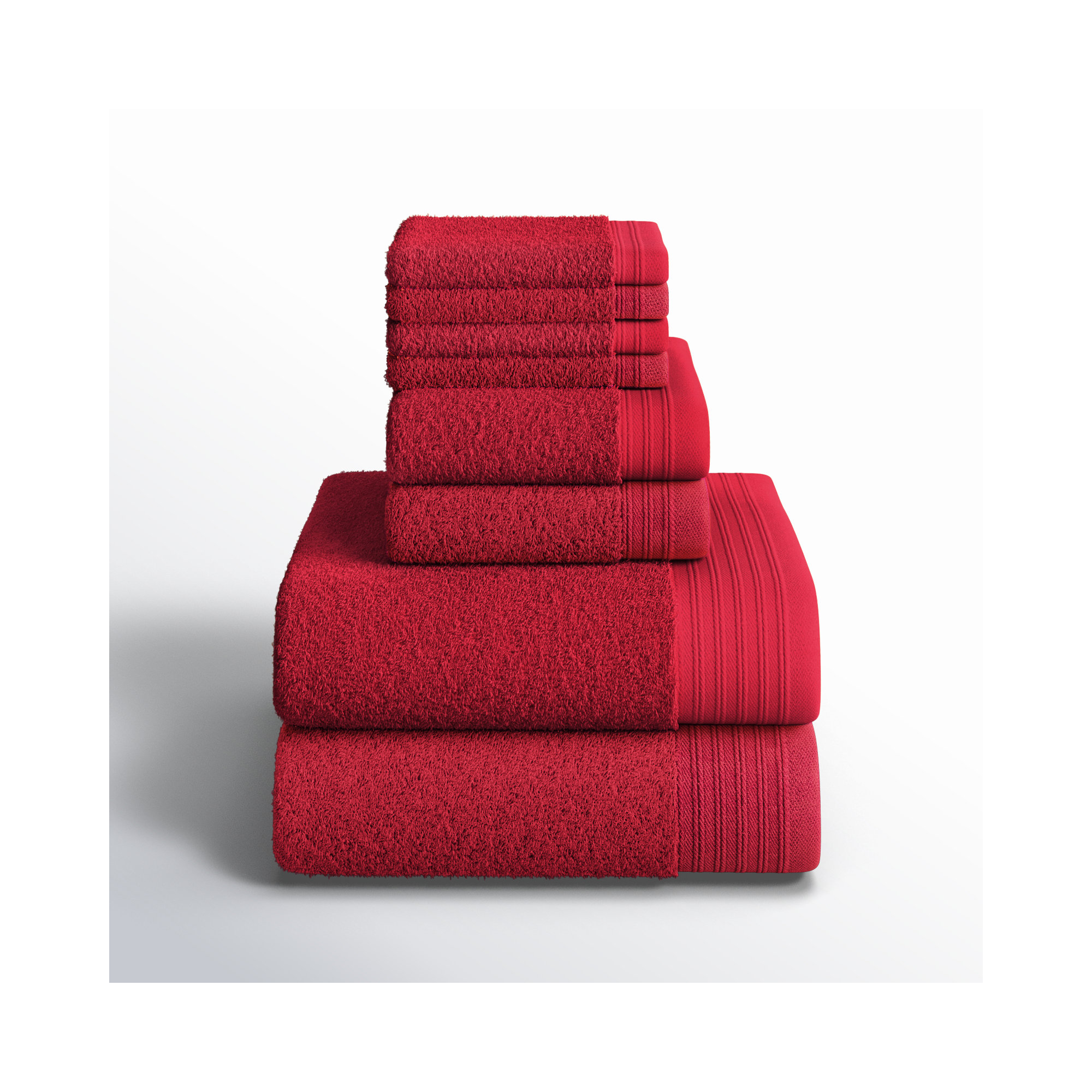 Doncia 8 Piece 100% Cotton Towel Set, Burgundy