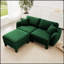 Canapé modulaire en tissu 2 places avec accoudoirs en forme de coquille, repose-pieds amovible et pieds enveloppés de tissu Boucle-26542730